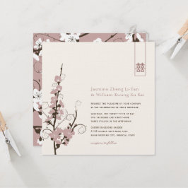 Invitation Fleurs de cerisiers roses Sakura tortille Mariage 