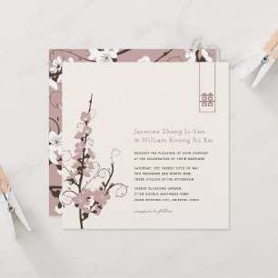 Invitation Fleurs de cerisiers roses Sakura tortille Mariage 