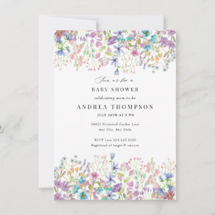 Invitation Fleurs de champ   Baby shower floral peint à la ma