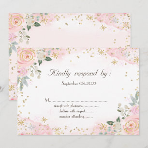 Invitation Fleurs de chic à l'aquarelle Flocons de neige RSVP