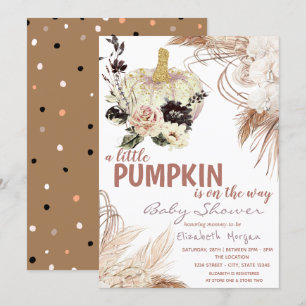 Invitation Fleurs de citrouille herbe des pampas