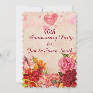 Invitation Fleurs de coeur de Steampunk victorien pour annive