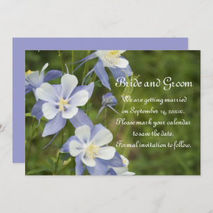 Invitation Fleurs de colonne bleue Mariage Enregistrer la dat