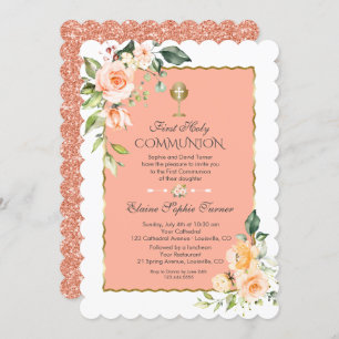 Invitation Fleurs de corail moderne Parties scintillant de co