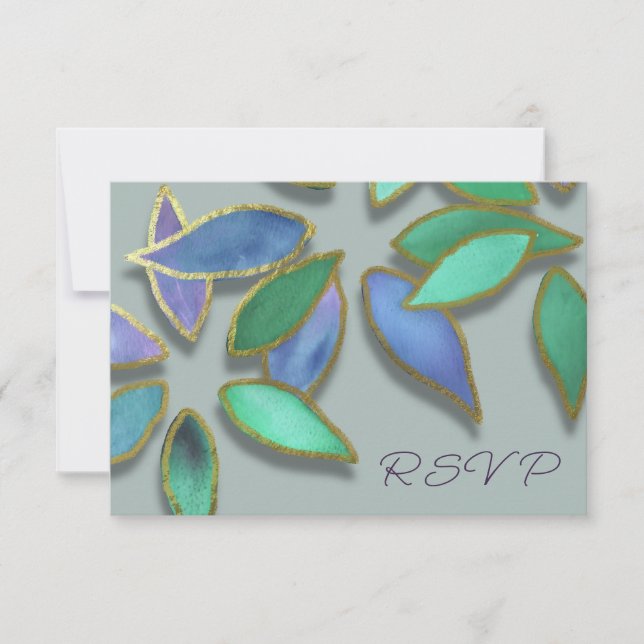 Invitation Fleurs de couleur bleu-vert pour toutes occasions  (Devant)