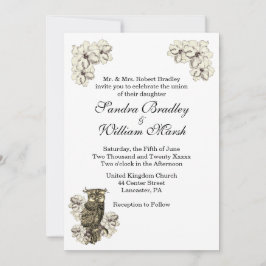 Invitation Fleurs de Crème de Chouette dorée