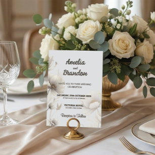 Invitation Fleurs de croquis d'or moderne   Mariage blanc