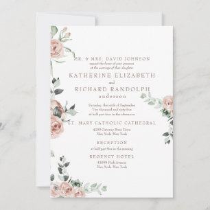 Invitation Fleurs de eucalyptus roses élégantes Mariage 2 lie