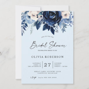 Invitation Fleurs de Fête des mariées Mariage bleue