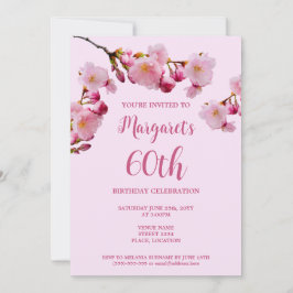 Invitation Fleurs de fleurs de cerisier rose 60e fête d'anniv