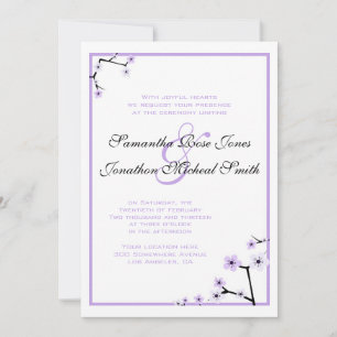 Invitation Fleurs de fleurs de cerisiers blancs pourpres Mari