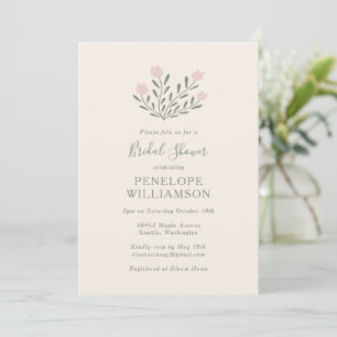 Invitation Fleurs de Folk Scandi Rose Sauge Fête de Mariage