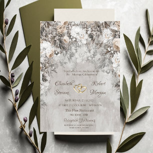 Invitation Fleurs de forêt de mariage de merveilleux d'hiver