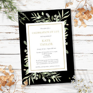 Invitation Fleurs de funérailles de célébration de vie Or Noi
