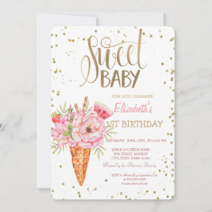 Invitation Fleurs de glace Fruits Diamants Anniversaire