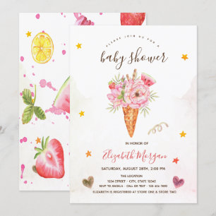 Invitation Fleurs de glace pour Baby Shower  