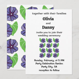 Invitation Fleurs de Gloire du Matin Bleue Mariage Floral