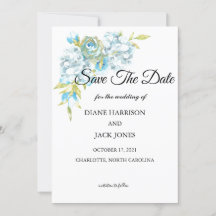 Fleurs de jardin bleues Sauvegarder la date