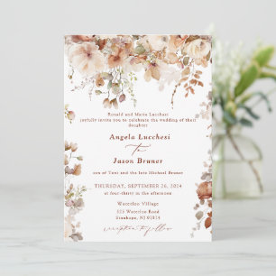 Invitation Fleurs de jardin boho rustiques Mariage QR Code In