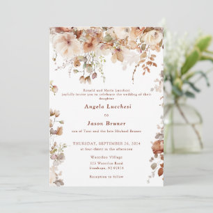 Invitation Fleurs de jardin boho rustiques Mariage QR Code In