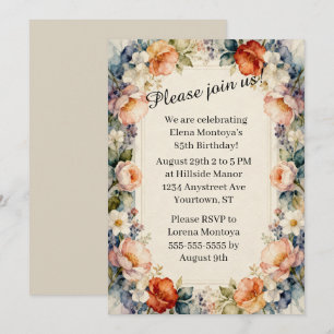 Invitation Fleurs de jardin de campagne Fête d'anniversaire a