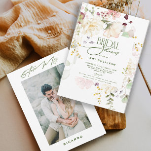 Invitation Fleurs de jardin verdure bohème floral douche de m