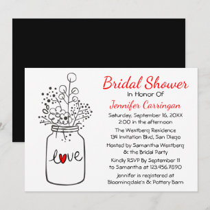 Invitation Fleurs de jarres de mariage rustiques noires pour