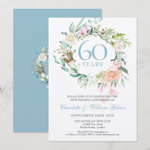 Invitation Fleurs de jubilé de diamant de 60 ans de mariage d