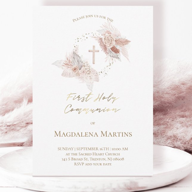 Invitation Fleurs de la première sainte communion (Créateur téléchargé)
