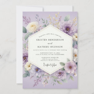 Invitation Fleurs de lavande aquarelle pour mariage
