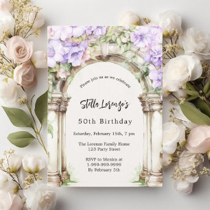 Invitation Fleurs de lavande arch beige anniversaire