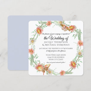 Invitation Fleurs de lavande blanche marguerite papillon Flor