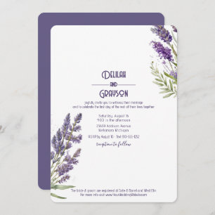 Invitation Fleurs de lavande Mariage violet rustique