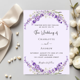 Invitation Fleurs de lavande violet mariage