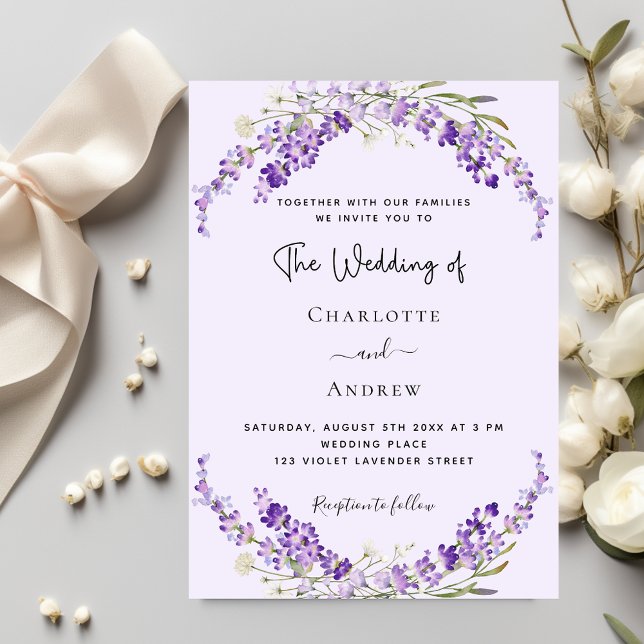 Invitation Fleurs de lavande violet mariage (Créateur téléchargé)