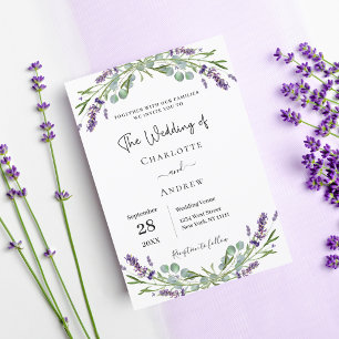 Invitation Fleurs de lavande violet verdure mariage de luxe