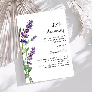 Invitation Fleurs de lavande violette 25e anniversaire de mar