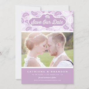 Invitation Fleurs de lilas et motif floral blanc Photo Sauveg
