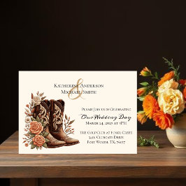 Invitation Fleurs de l'Ouest du pays avec bottes de cowboy