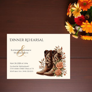 Invitation Fleurs de l'Ouest du pays avec bottes de cowboy