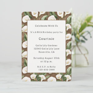 Invitation Fleurs de lys calla Anniversaire