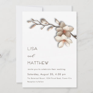 Invitation Fleurs de magnolia 3D Mariage Casual