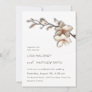 Invitation Fleurs de magnolia de mariage en 3D