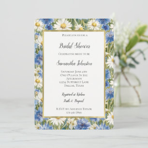 Invitation Fleurs de marguerite bleues et blanches Shower de 