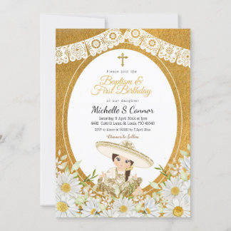 Invitation Fleurs de marguerite Charra Girl Baptême et premie