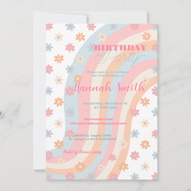 Invitation Fleurs de marguerite super Retro Boho Floral (Devant)