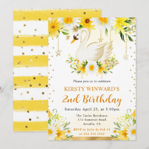 Invitation Fleurs de marguerites aquarelles Jaune Anniversair