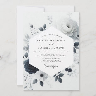 Invitation Fleurs de mariage à l'aquarelle au charbon de bois