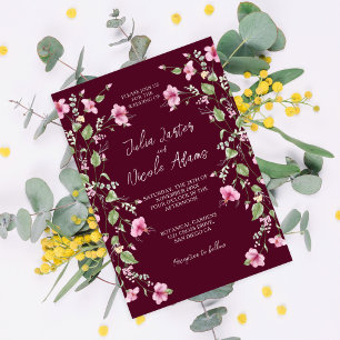 Invitation Fleurs de mariage de lavande rose géranium Hibiscu