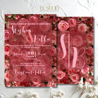 Invitation Fleurs de mariage élégantes Roses roses d'été